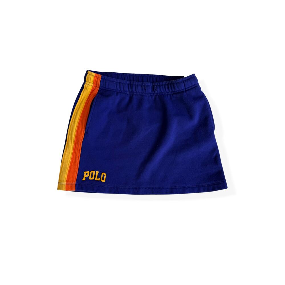 Polo Ralph Lauren Logo Fleece Skirt Blue Cotton Girls Large 12-14